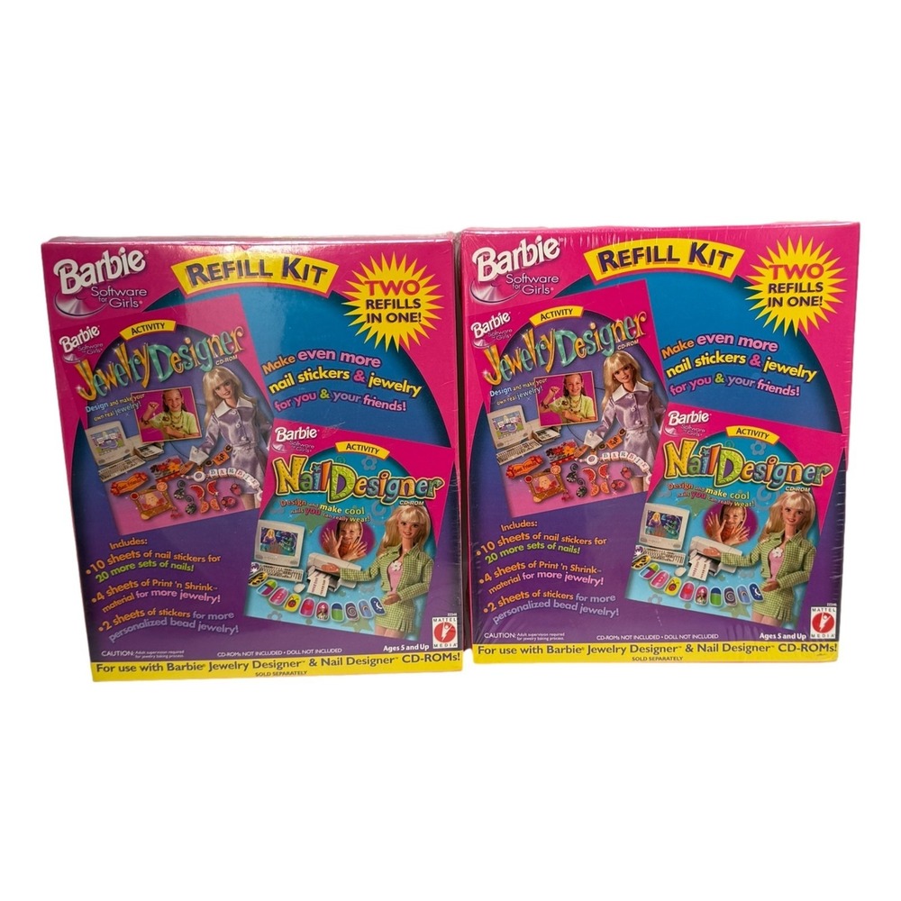 Barbie Jewelry & Nail Designer Refill Kit Lot 2 Boxes Mattel New Sealed